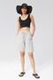 Women's Light Gray Relaxed Cut Cotton Shorts - Linen, High Waist, Elastic Waist Monaha