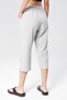 Women's Light Gray Relaxed Cut Cotton Capri - Linen, Front Seam, Slit Monaha - 6