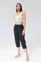 Women's Navy Blue Relaxed Fit Cotton Capri - Linen, Front Stitched, Slit Monaha