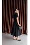 Navy Blue Dress with Green Detail - 3
