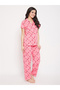 All Over Butterfly Print Short Sleeve Shirt and Drawstring Waistband Pyjama Set - 3