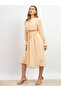 Dobby Design Smocked Waist A-Line Midi Dress - 3