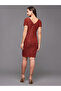 Lace Texture Short Sleeve Knee-Length Bodycon Dress - 3
