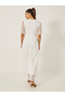 Short Sleeves V-Neck A-Line Lace Maxi Dress - 5