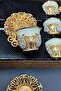 Turkish Coffee Presentation Set 6 Person Metal Coffee Cup Set Coffee Cup Set of 6 with Stone Decoration - 4