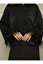 Feathered Trim Bell Sleeve Satin Oversized Shirt - 4