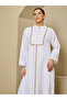 Lace Detail Buttoned Mandarin Collar A-Line Jalabyia - 3