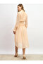 Dobby Design Smocked Waist A-Line Midi Dress - 5