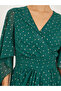 Foil Print Cape Sleeve V-Neck A-Line Maxi Dress - 4