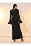 Layered Mesh Frill Cuff Trumpet Sleeve Maxi Dress - 6