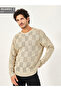 سترة Pointelle Knit مريحة ذات رقبة دائرية