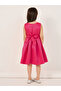 Solid Pleated Waist Knee-Length Dress with Bow Detail - 4