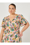 Plus Size All-Over Print Satin Wrap Maxi Dress with Tie-Up Detail - 4