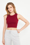 Burgundy Halter Neck Camisole Crop Tank Top - 2