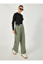 Straight Fit Mid Rise Cross Panel Pants with Belt