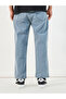 Mid Rise Ice Wash Loose Fit Jeans with Pockets - 4