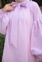 Women's Bow Detailed Hidden Zipper Balloon Sleeve Hijab Shirt - 3