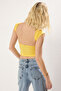 Açık Sarı Sırt Dekolteli Fitted/Vücuda Oturan Crop Esnek Örme Bluz TWOSS25BZ00081 - 4