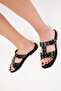 Black Genuine Leather Women's Slippers 20378 - 3