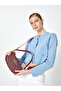 Burgundy Silvery Canvas Women's Shoulder Bag 05Po25Y1990 - 2