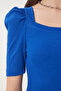 Women's Dark Blue Square Neck Ribbed Crop Blouse GT00007 - 5