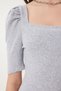 Women's Gray Melange Square Neck Ribbed Crop Blouse GT00007 - 5