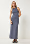 Women's Smoked Halter Neck Basic Summer Knitted Dress Ej00001 - 3