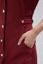 Burgundy Button Detailed Gabardine Mini Woven Shirt Dress Twoss22El2970 - 3