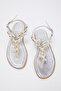 Silver Sea Shell Stone Flip Flops Women Stylish Sandals Takss25Sd00007