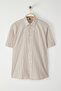 Beige Oversize Checkered Wrinkle Effect Shirt Tmnss25Go00047 - 5