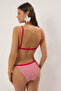 Çizgili Dokulu Üçgen Kaplı Regular Normal Bel Bikini Takımı TBESS24BT00060 - 4