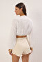 Ekru Dokuma Plaj Crop Bluz TBESS25BZ00008 - 5