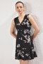 Black Floral A-Line Mini Woven Dress Twoss25El00029 - 2