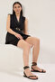 Black Trok Stone Ankle Strap Women's Flip Flop Sandals Takss25Sd00048 - 3