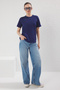Lacivert %100 Pamuk Regular/Normal Kalıp Takma Yaka Detaylı  Örme T-Shirt TWOSS25TS00181 - 2