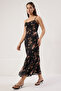 Black Floral A-Line Chiffon Woven Maxi Dress Flight Flight Twoss25El00723 - 3