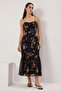 Black Floral A-Line Chiffon Woven Maxi Dress Flight Flight Twoss25El00723 - 2
