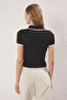 Siyah*001-Kahverengi Basic Polo Yaka İkili Paket Triko İnce Bluz TWOSS25BZ00503 - 7