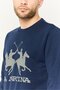 Men Crew Neck Long Sleeve Brand Logo Sweatshirt, Navy - 3