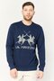 Men Crew Neck Long Sleeve Brand Logo Sweatshirt, Navy