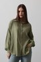 Shilsee Women's Khaki Color Cotton Bol Cut Striped Shirt