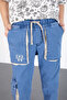 Blue Cargo Pocket Elastic Waist Boy's Lycra Jean Trousers 20517 - 3