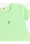 Palm Pattern Short Sleeve Crew Neck Crop T-Shirt with Window Detail - 3