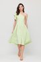 One Shoulder Ruffle Sleeve Pleated Midi Length Evening Dress - 2