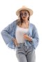 Women's Tassel Detailed Patterned Open Front Short Knitted Cardigan 245045 - - 3