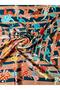Scarf Brown/Navy Blue Figured Scarf 100*100 - 2