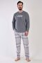 Vienetta Man Men's Gray Long Sleeve Fleece Pajama Set - 2