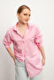 Women's Pink Wide Striped Wide Cut Shirt - 4