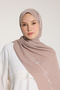Embroidery Shawl - Crescent Weaving - Mink - White - 2