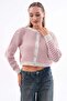 Women's Stripe Patterned Metal Buttoned Knitwear Knitted Cardigan 255210 -